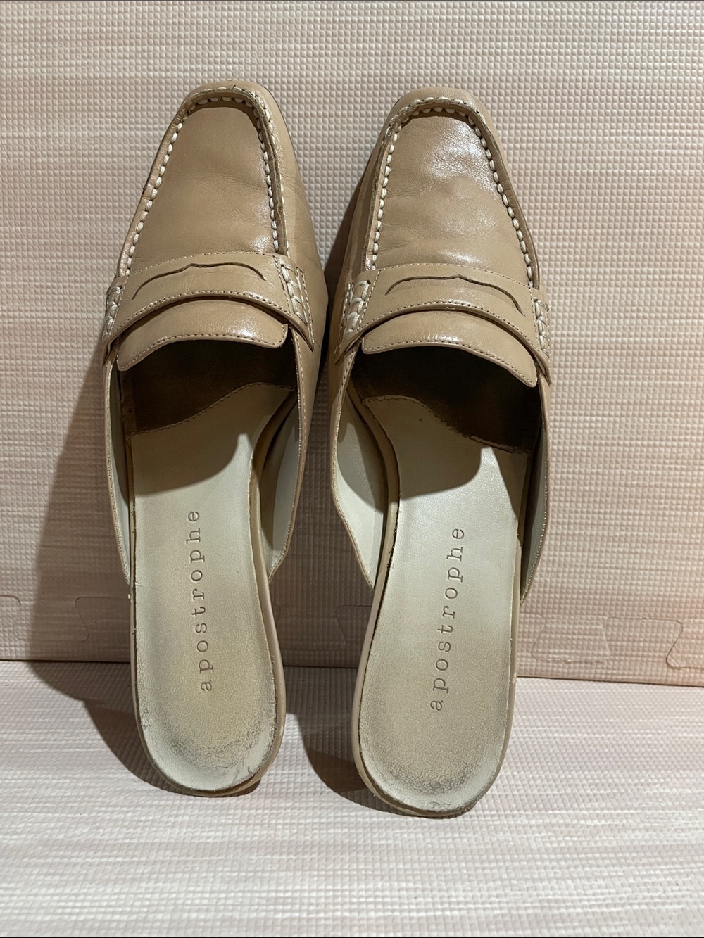 Apostrophe Tan Leather Slip-On Mules